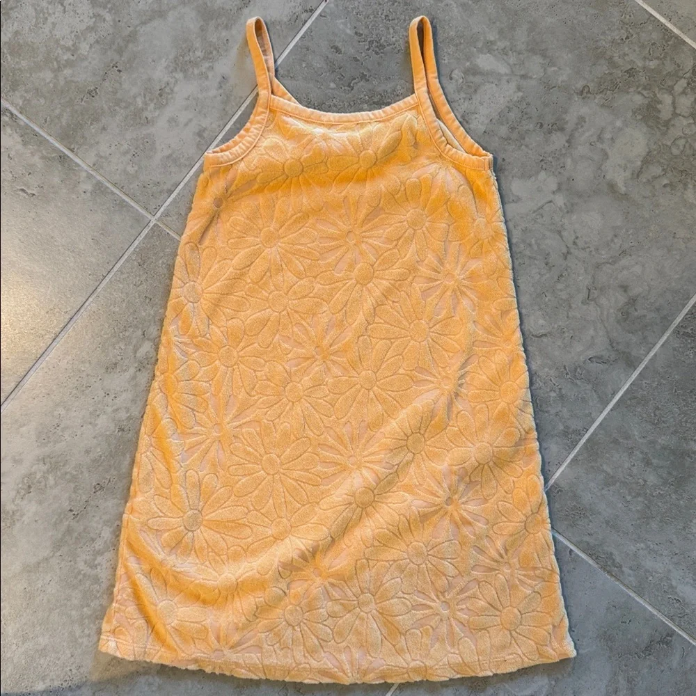 Floral Embossed Orange Slip Dress